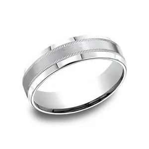Benchmark Beveled Edge Comfort-Fit Satin Center Men's Wedding Band CF6643814KW
