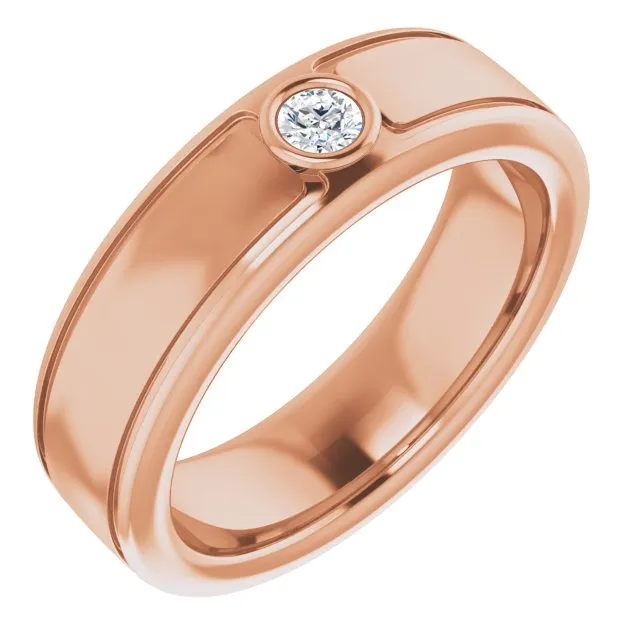 Bezel Set Single Round Diamond Men's Ring