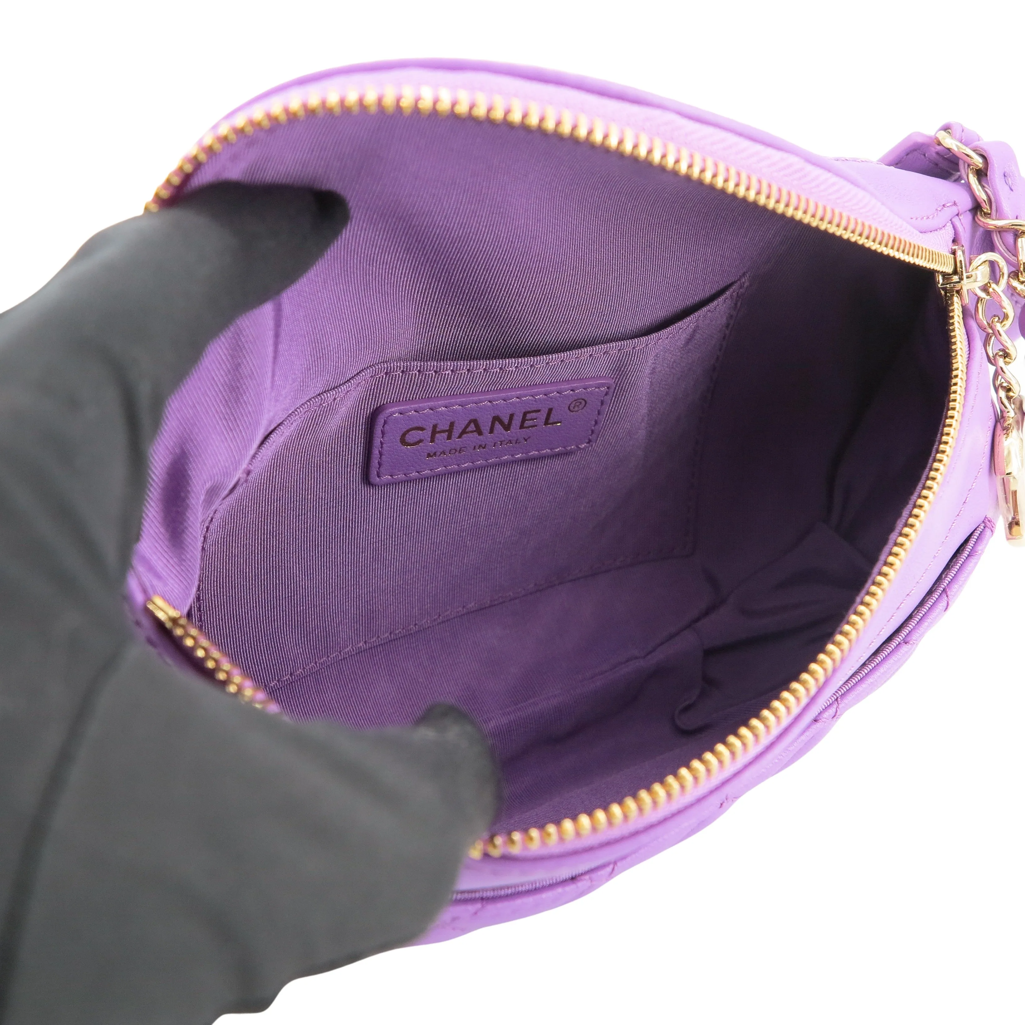 Bi Classic Waist Bum Bag in Purple Lambskin