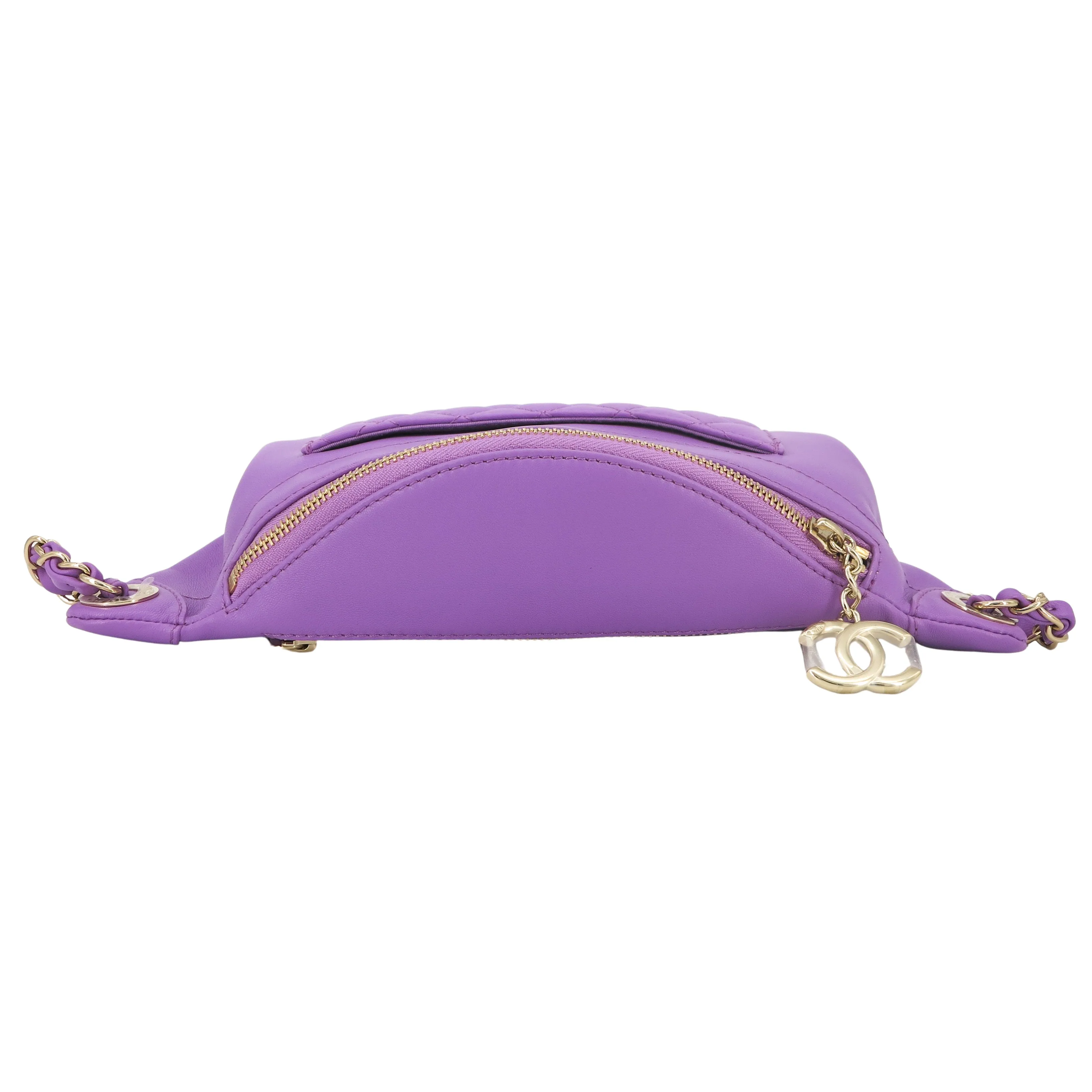 Bi Classic Waist Bum Bag in Purple Lambskin
