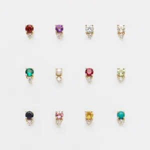 Birthstone & Diamond Stud Earrings
