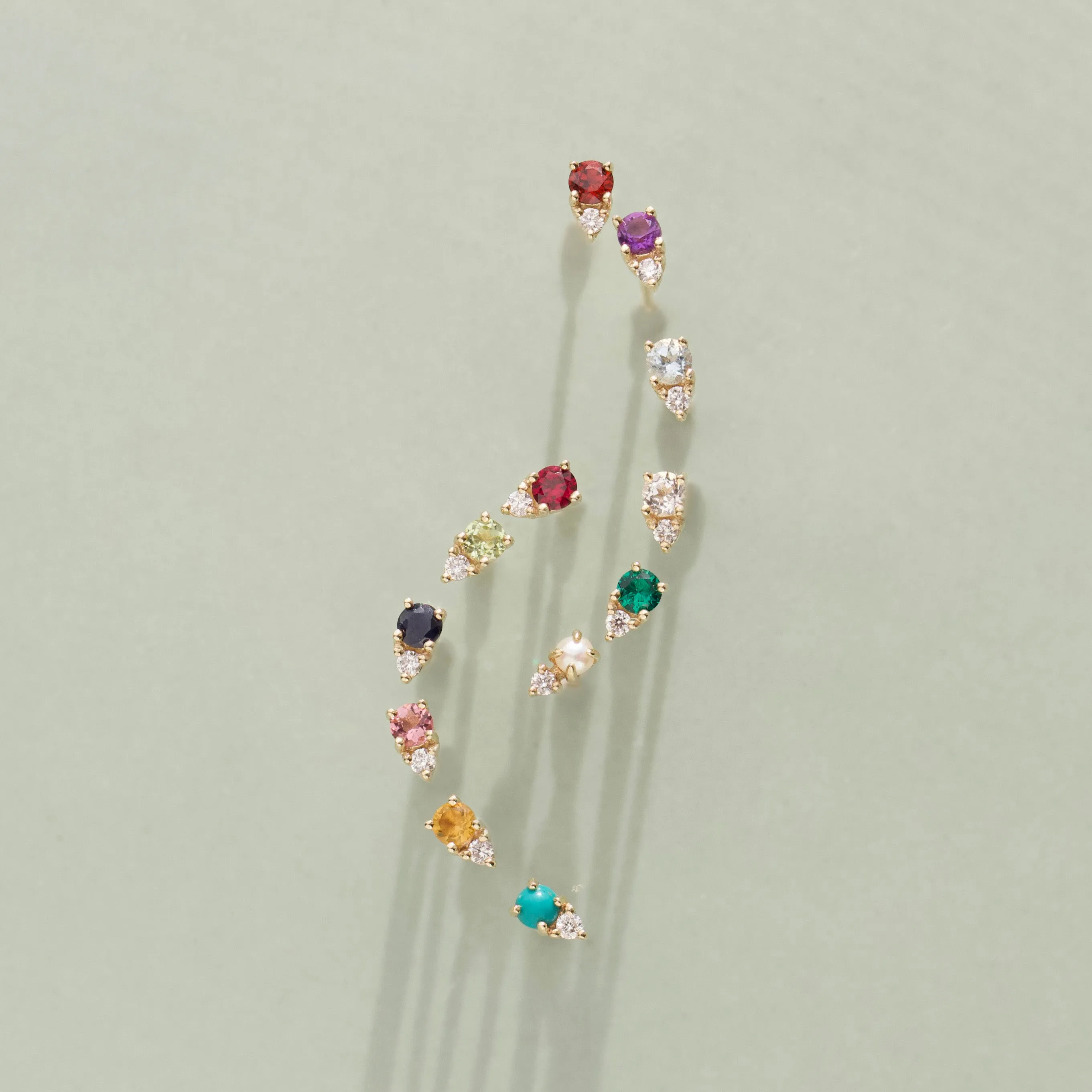 Birthstone & Diamond Stud Earrings