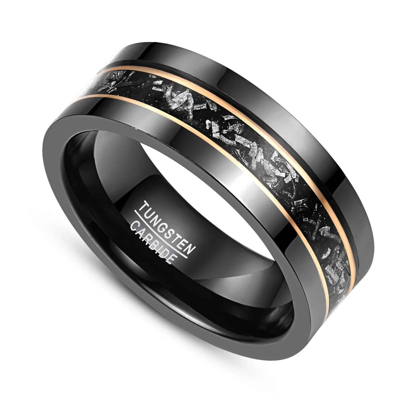 Black Meteorite Tungsten Carbide Men's Ring