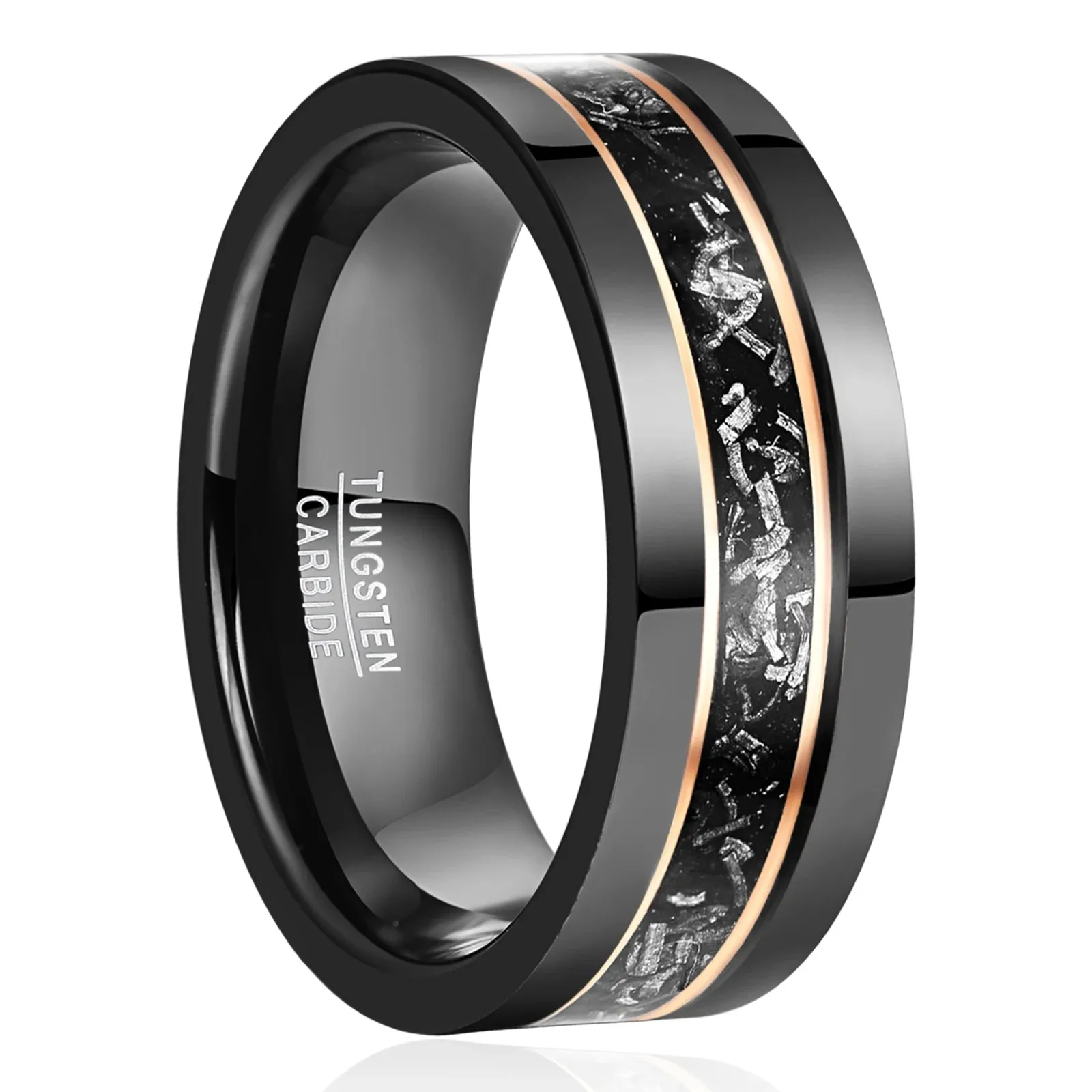 Black Meteorite Tungsten Carbide Men's Ring