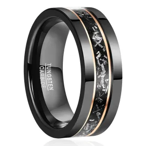 Black Meteorite Tungsten Carbide Men's Ring