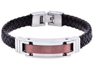 Blackjack Men's Bracelet Leather & Bronze SS BJB190C