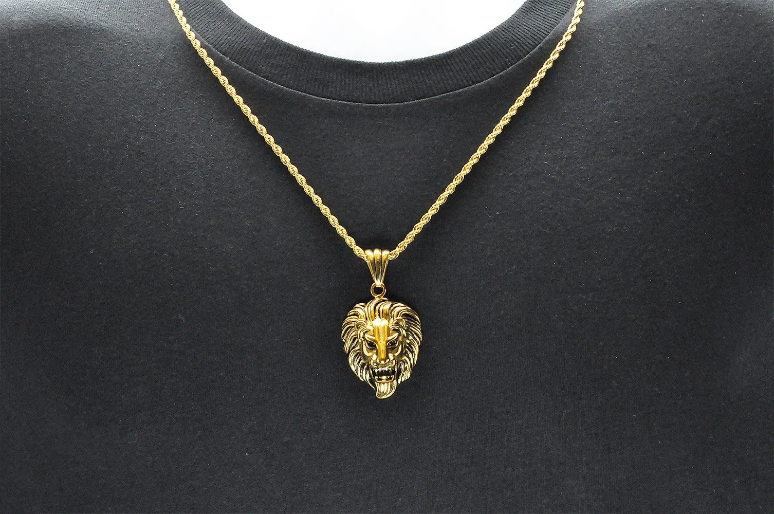 Blackjack Men's Gold-Plated Lion Necklace SS BJP161G