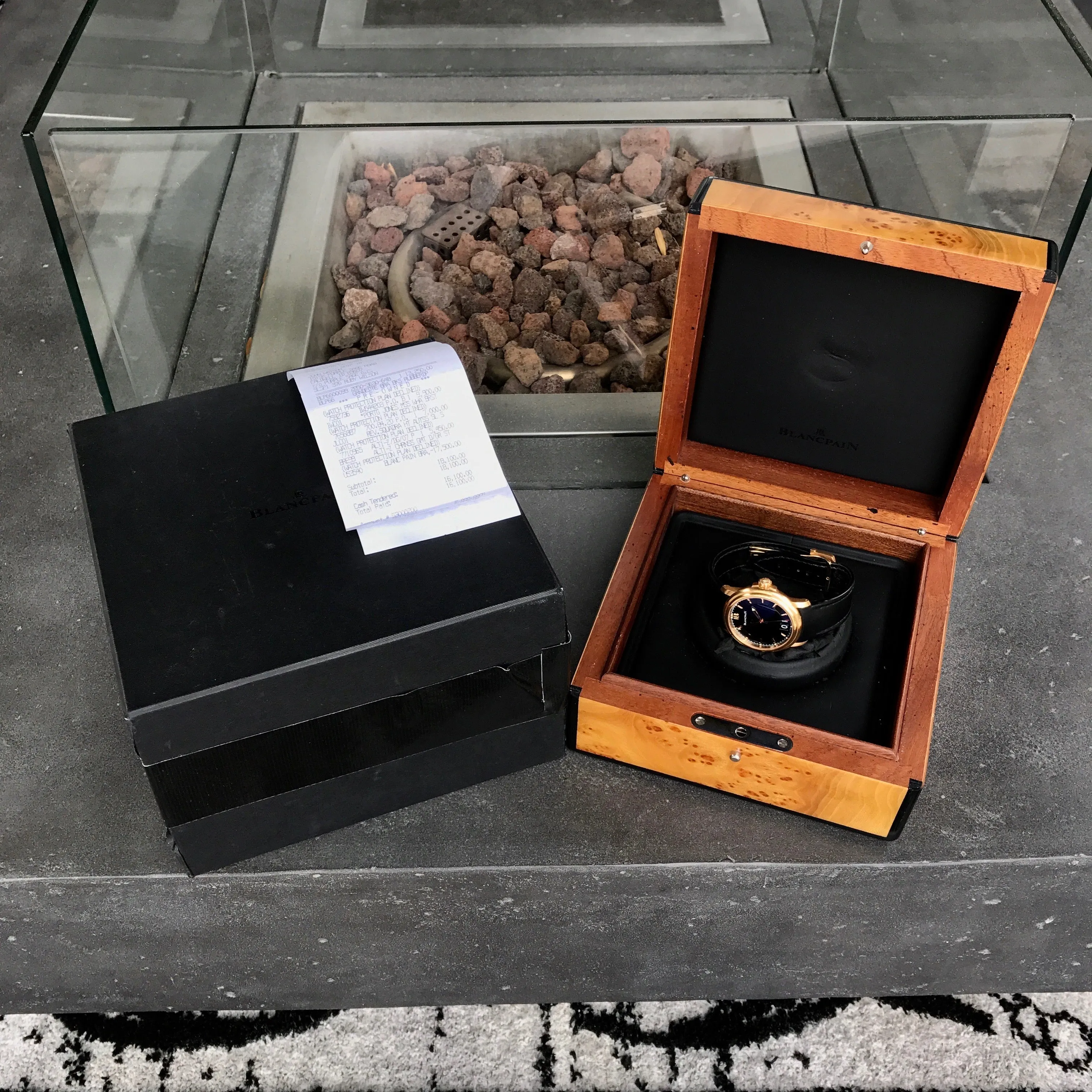 Blancpain Leman Serie Limitee Big Date 2850 18K Rose Gold Rubber Automatic Black Wristwatch