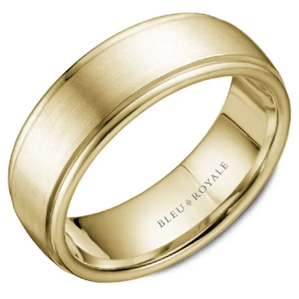 Bleu Royale Two-Tone Men's Wedding Band with Sandpaper Center