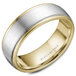 Bleu Royale Two-Tone Men's Wedding Band with Sandpaper Center