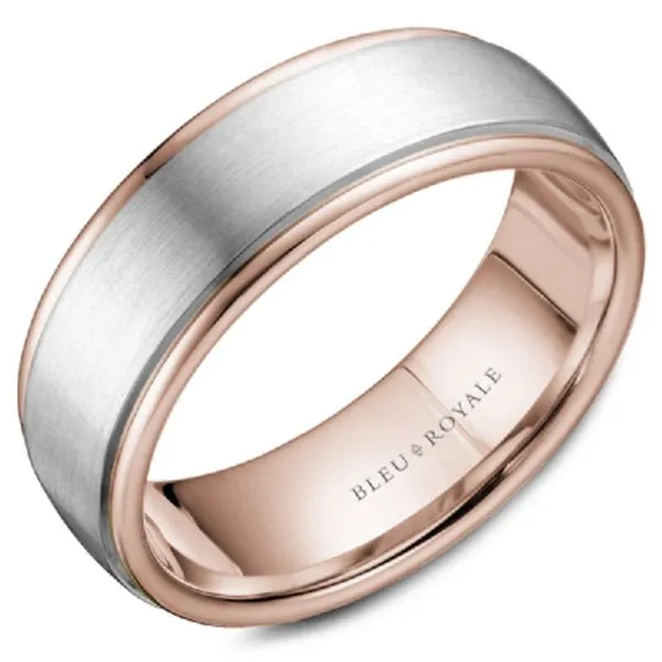 Bleu Royale Two-Tone Men's Wedding Band with Sandpaper Center