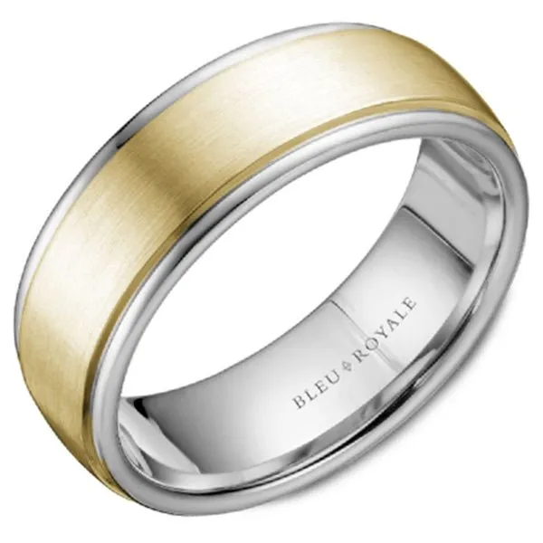 Bleu Royale Two-Tone Men's Wedding Band with Sandpaper Center