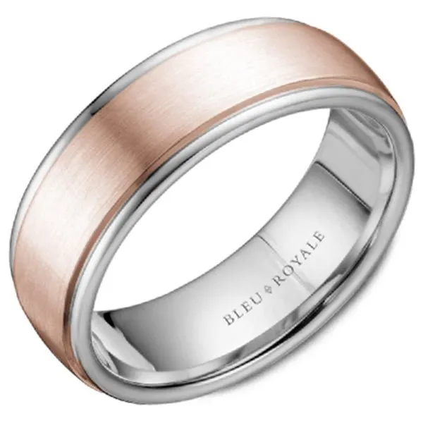 Bleu Royale Two-Tone Men's Wedding Band with Sandpaper Center