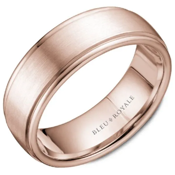 Bleu Royale Two-Tone Men's Wedding Band with Sandpaper Center