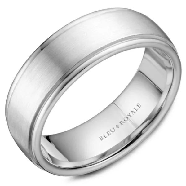 Bleu Royale Two-Tone Men's Wedding Band with Sandpaper Center