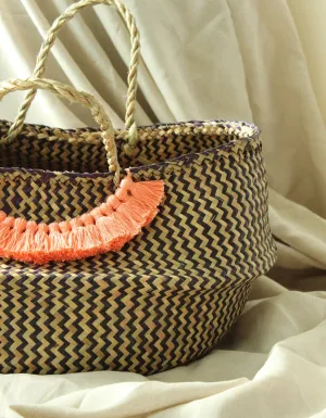 Borneo Extra Wide Zig-zag Belly basket - with