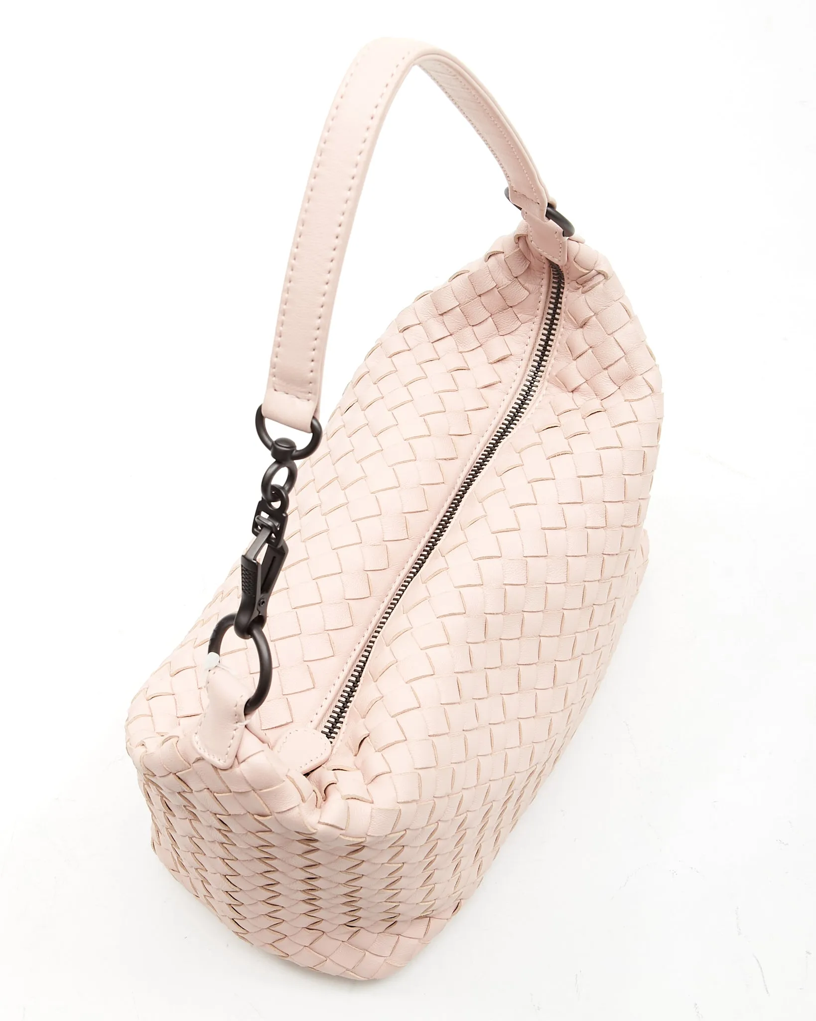 Bottega Veneta Peach Pink Intrecciato Leather Small Shoulder Bag