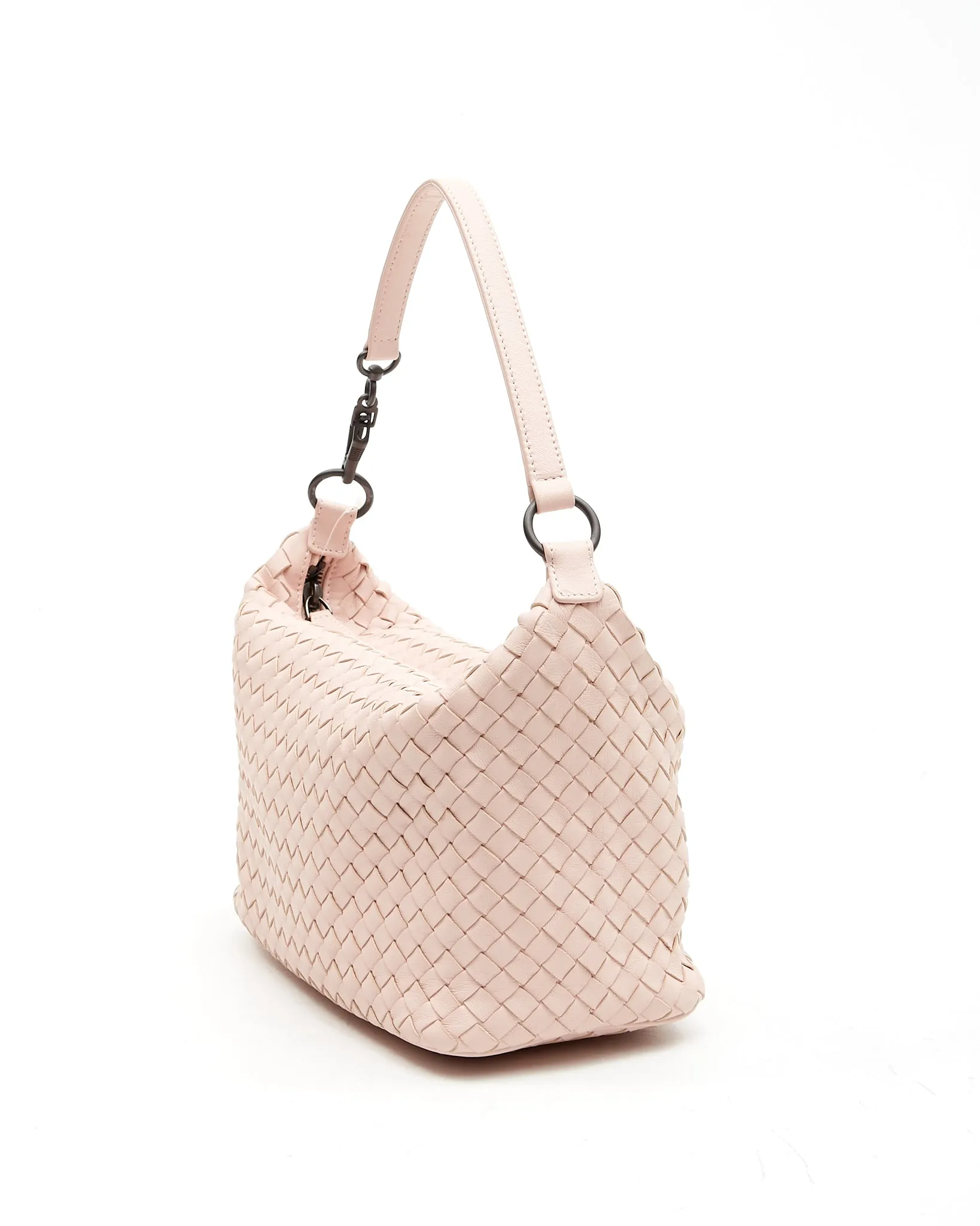 Bottega Veneta Peach Pink Intrecciato Leather Small Shoulder Bag