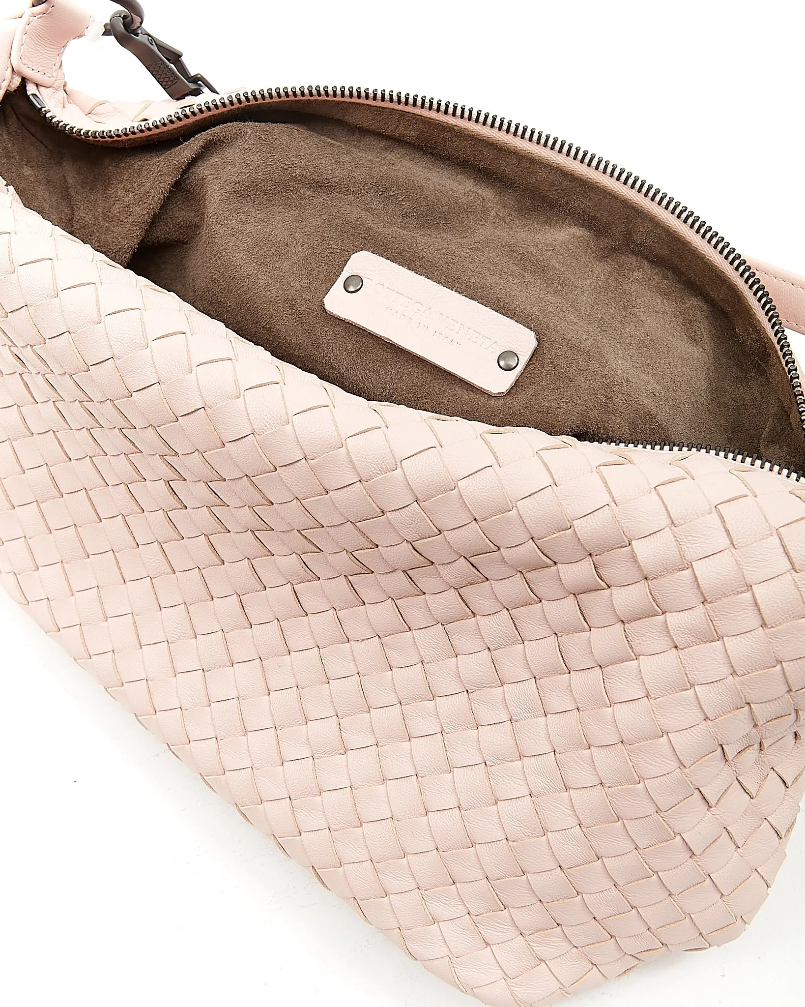 Bottega Veneta Peach Pink Intrecciato Leather Small Shoulder Bag