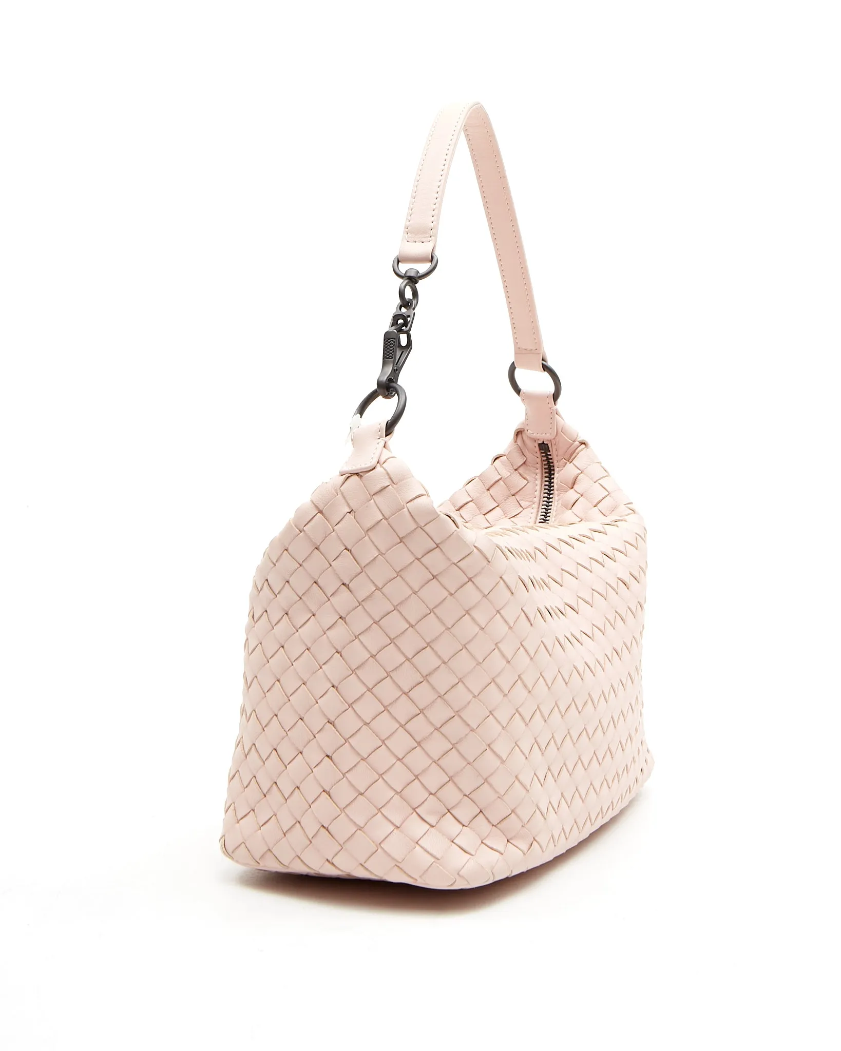 Bottega Veneta Peach Pink Intrecciato Leather Small Shoulder Bag