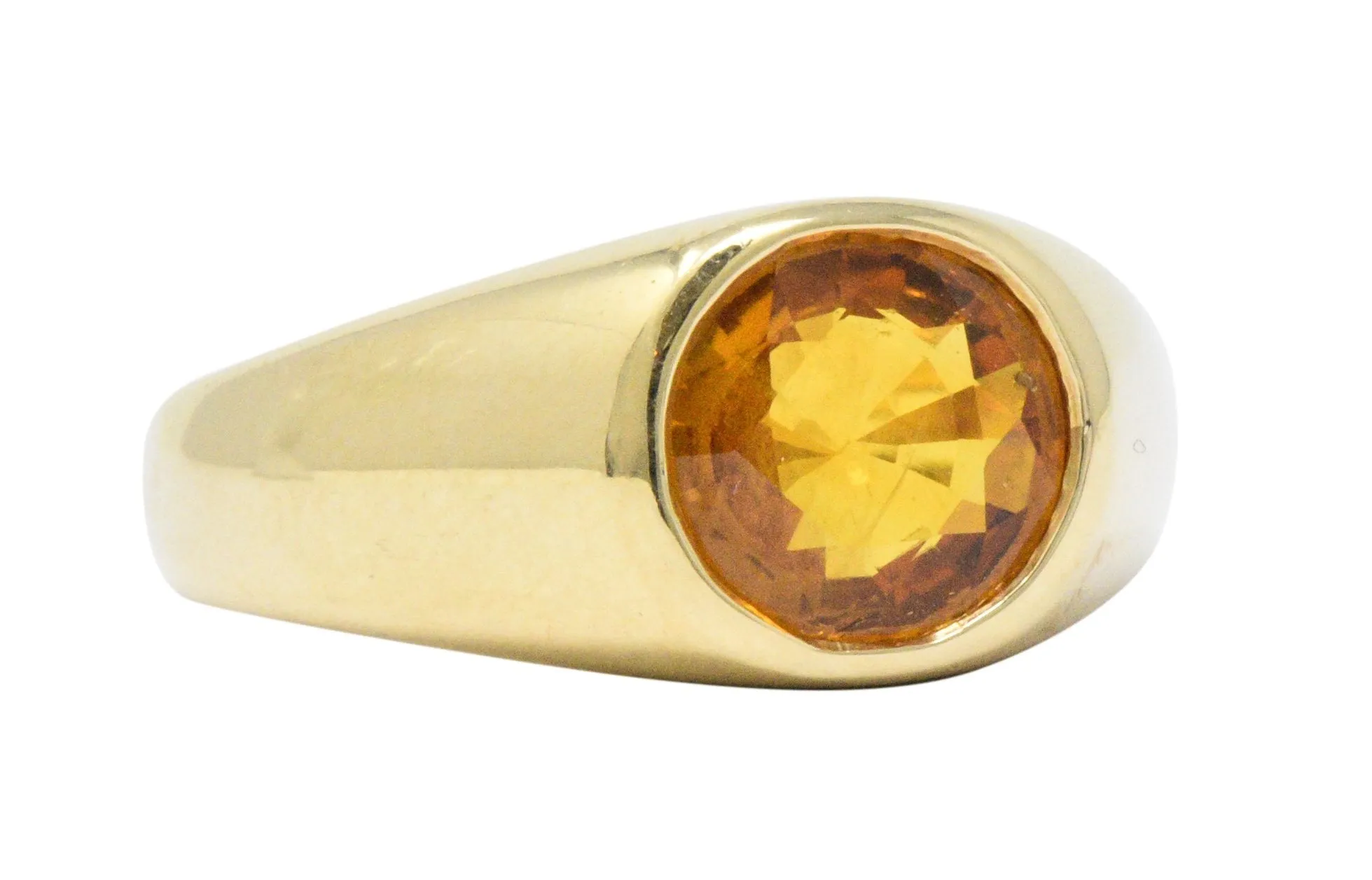 Bright 2.20 CTS Orange Sapphire & 18K Gold Men's Ring