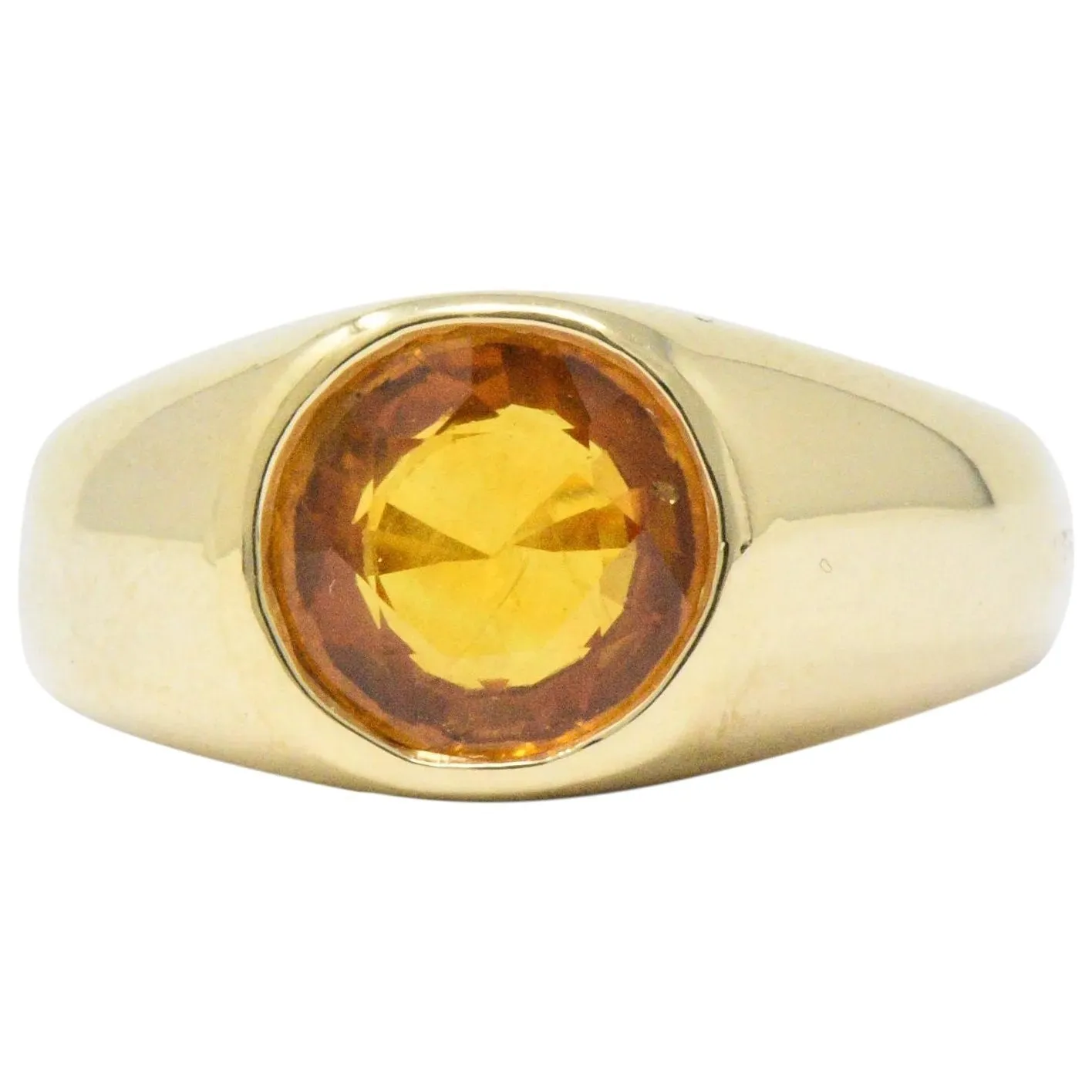 Bright 2.20 CTS Orange Sapphire & 18K Gold Men's Ring