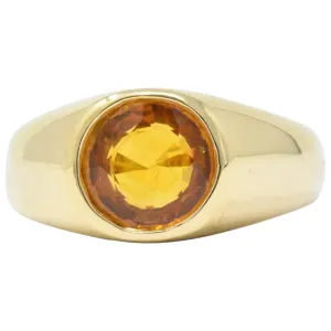 Bright 2.20 CTS Orange Sapphire & 18K Gold Men's Ring