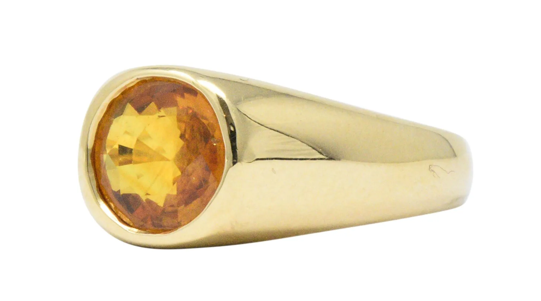 Bright 2.20 CTS Orange Sapphire & 18K Gold Men's Ring