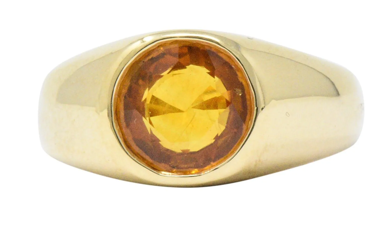 Bright 2.20 CTS Orange Sapphire & 18K Gold Men's Ring