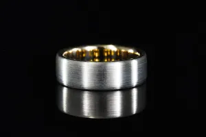 BRUSHED WHITE GOLD AND YELLOW GOLD MEN'S RING