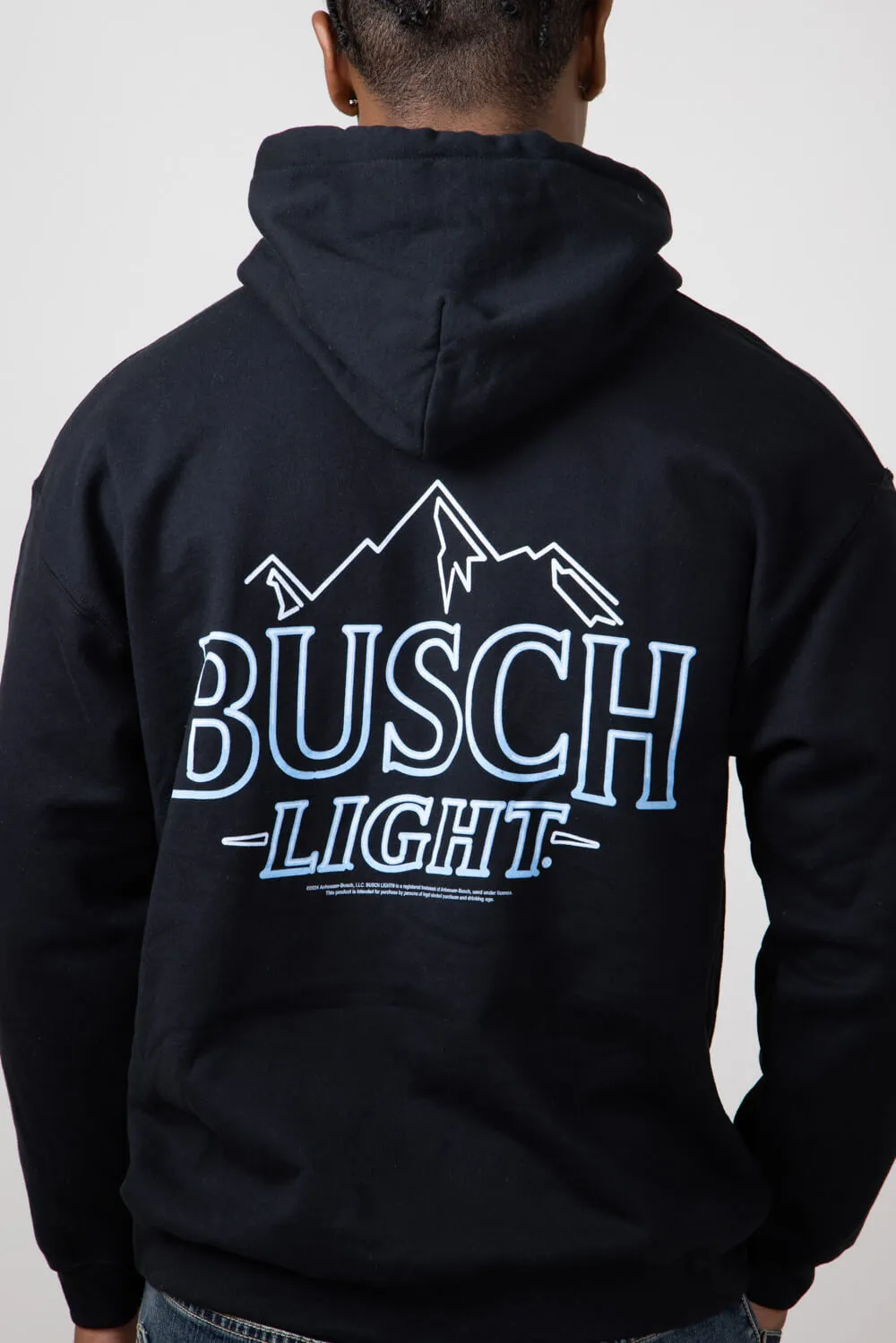 Busch Light Neon Logo Hoodie for Men in Black | 3853-BLACK