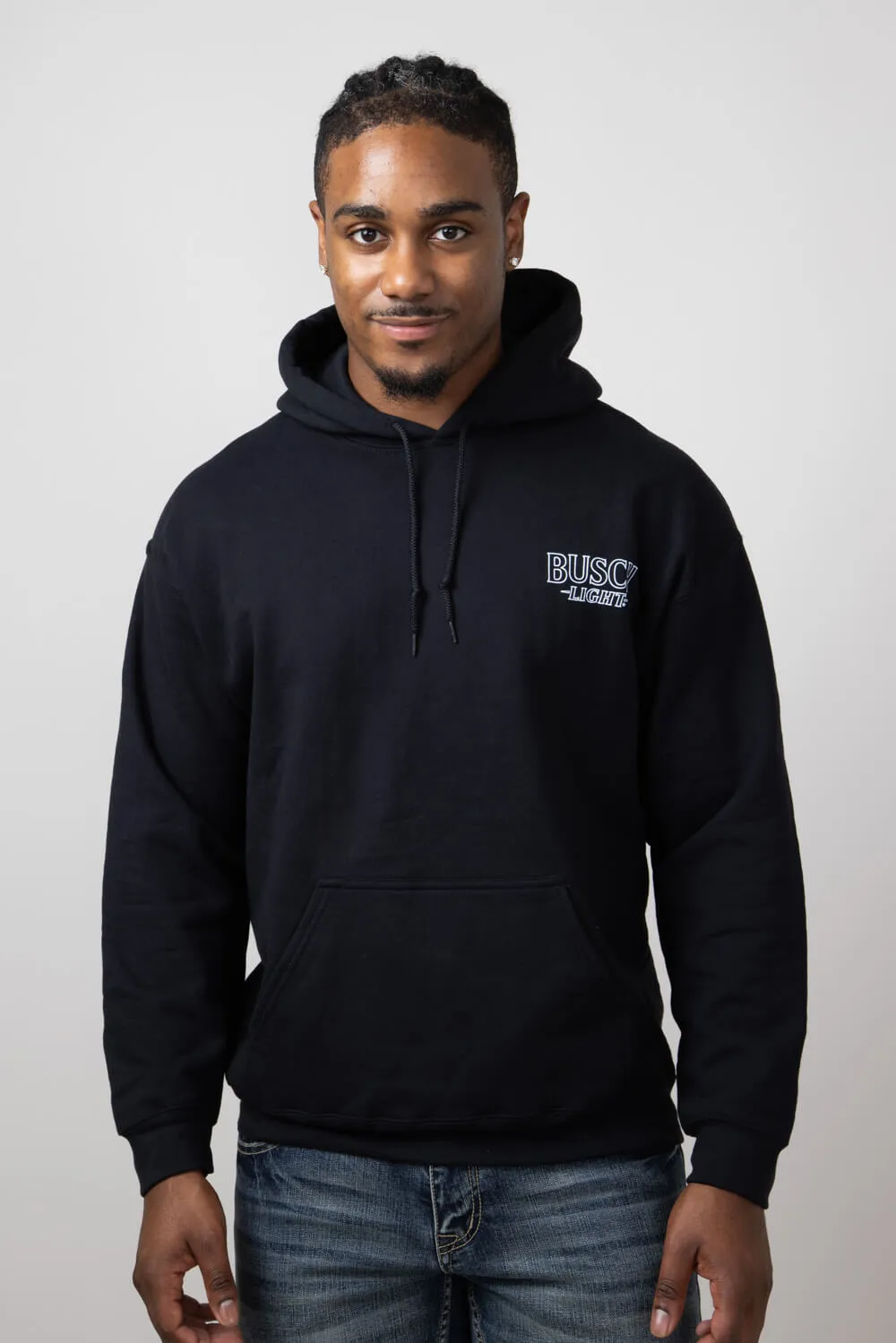 Busch Light Neon Logo Hoodie for Men in Black | 3853-BLACK