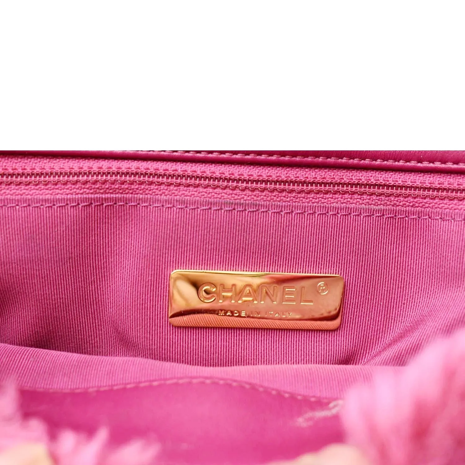 CHANEL 19 Flap Shearling Sheepskin Shoulder Bag Pink