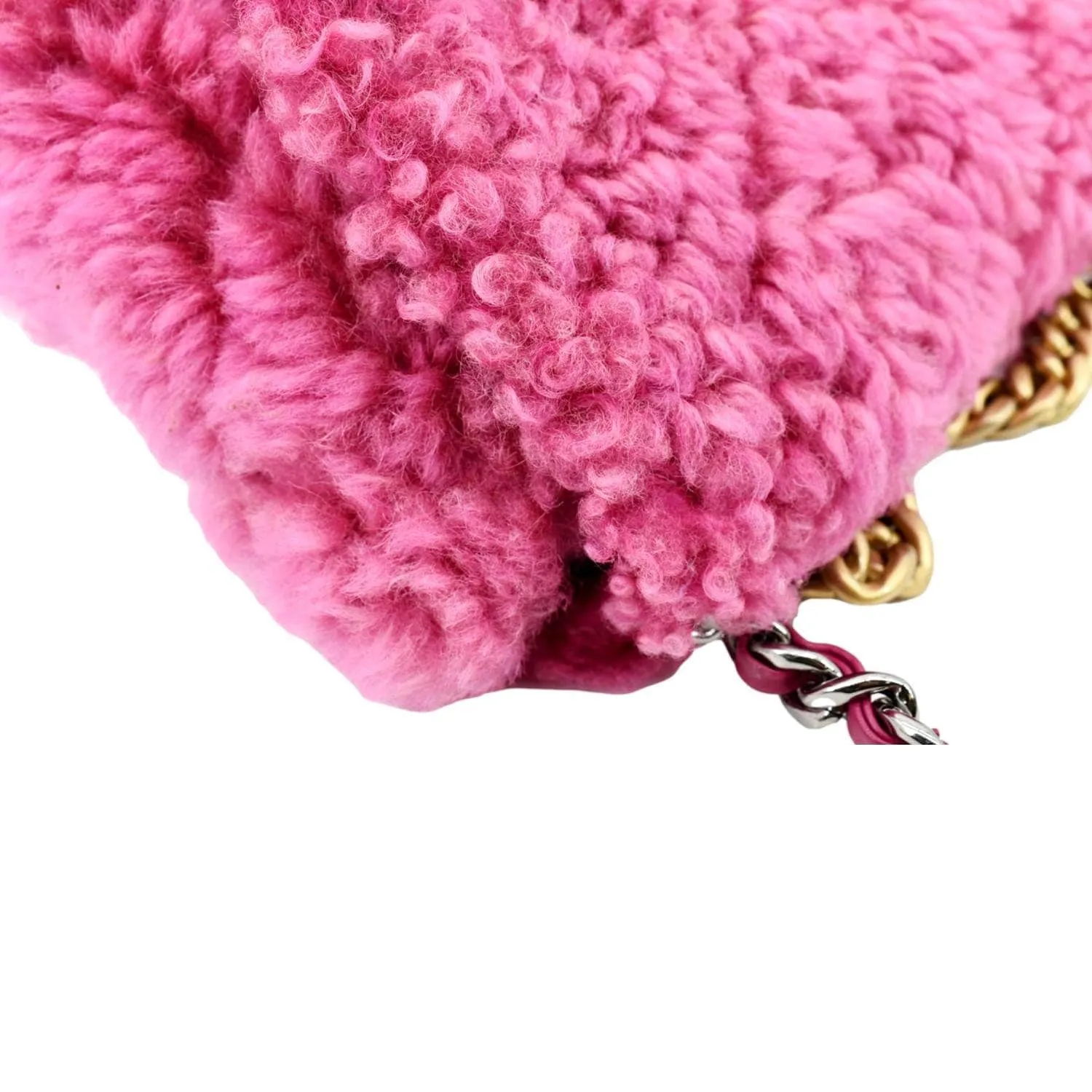 CHANEL 19 Flap Shearling Sheepskin Shoulder Bag Pink