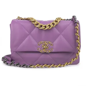 CHANEL 19 Small Flap Bag in 20B Purple Lambskin