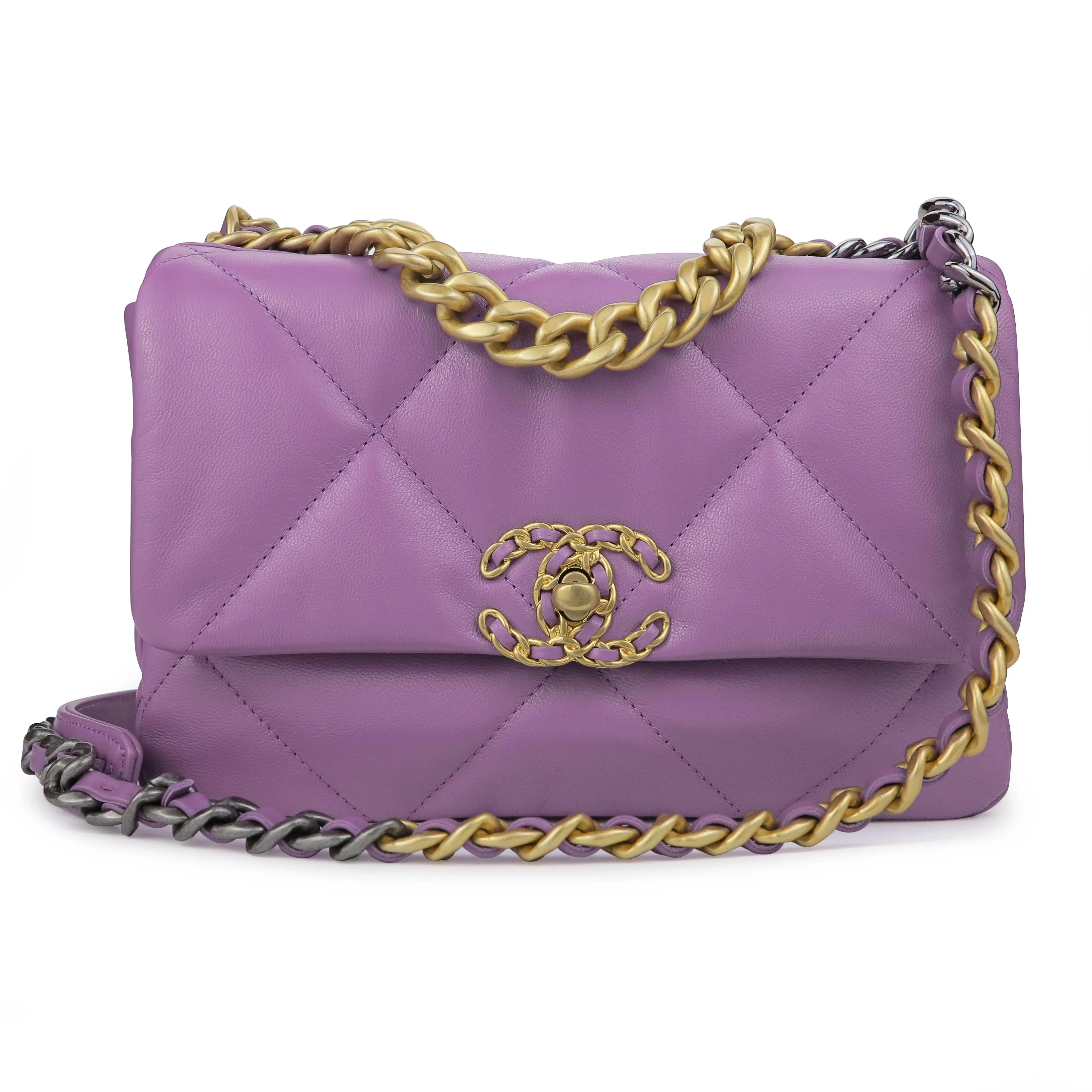 CHANEL 19 Small Flap Bag in 20B Purple Lambskin