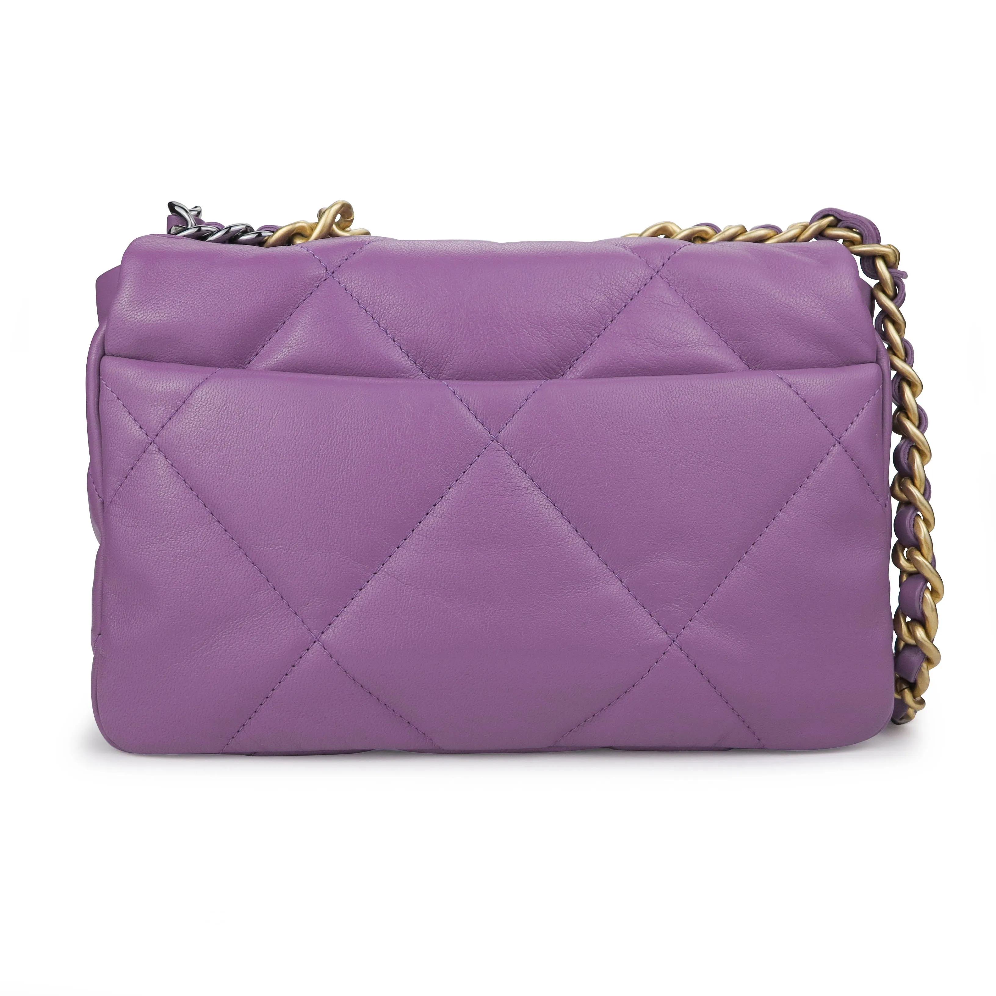 CHANEL 19 Small Flap Bag in 20B Purple Lambskin