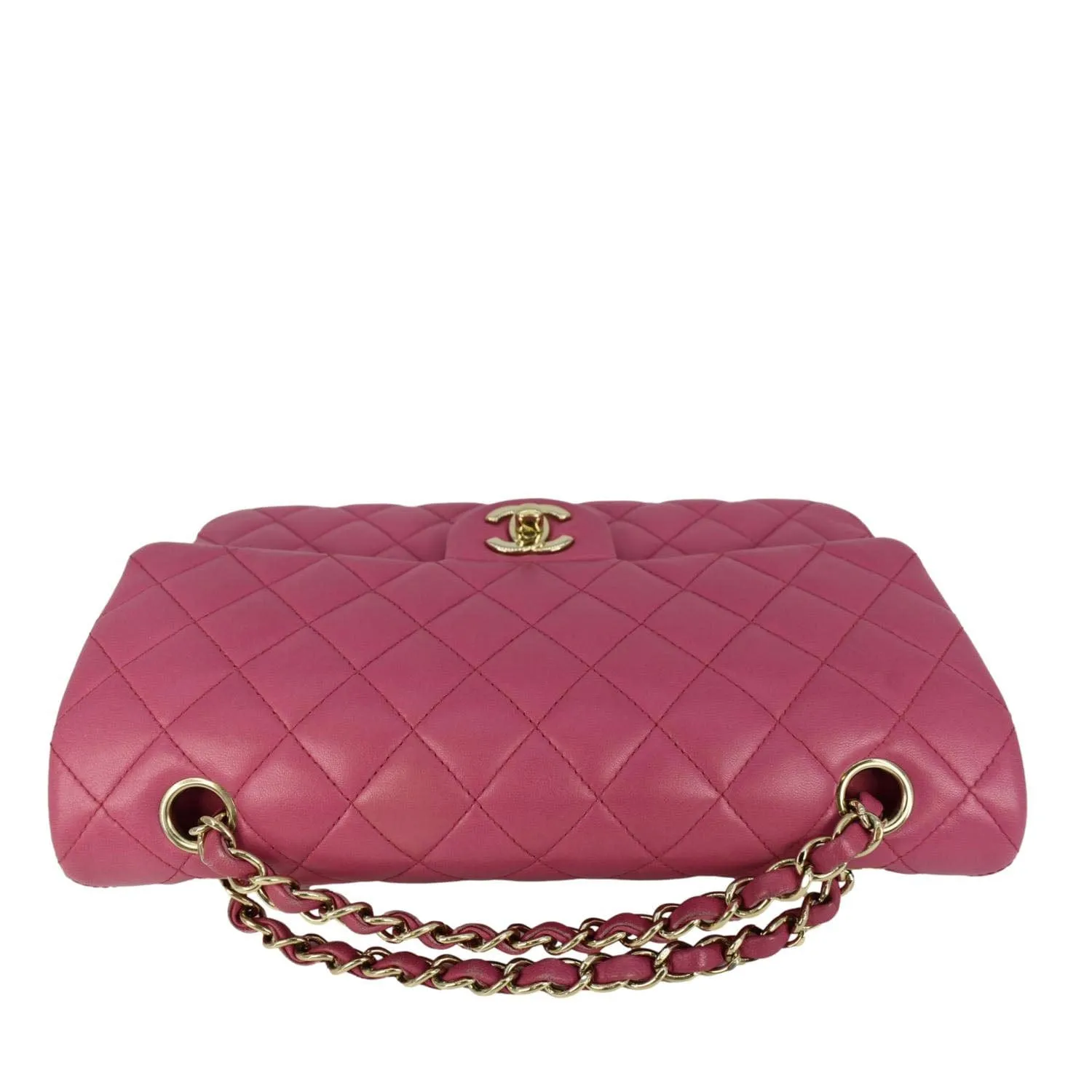 CHANEL Classic Double Flap Medium Quilted Leather Shoulder Bag Pink