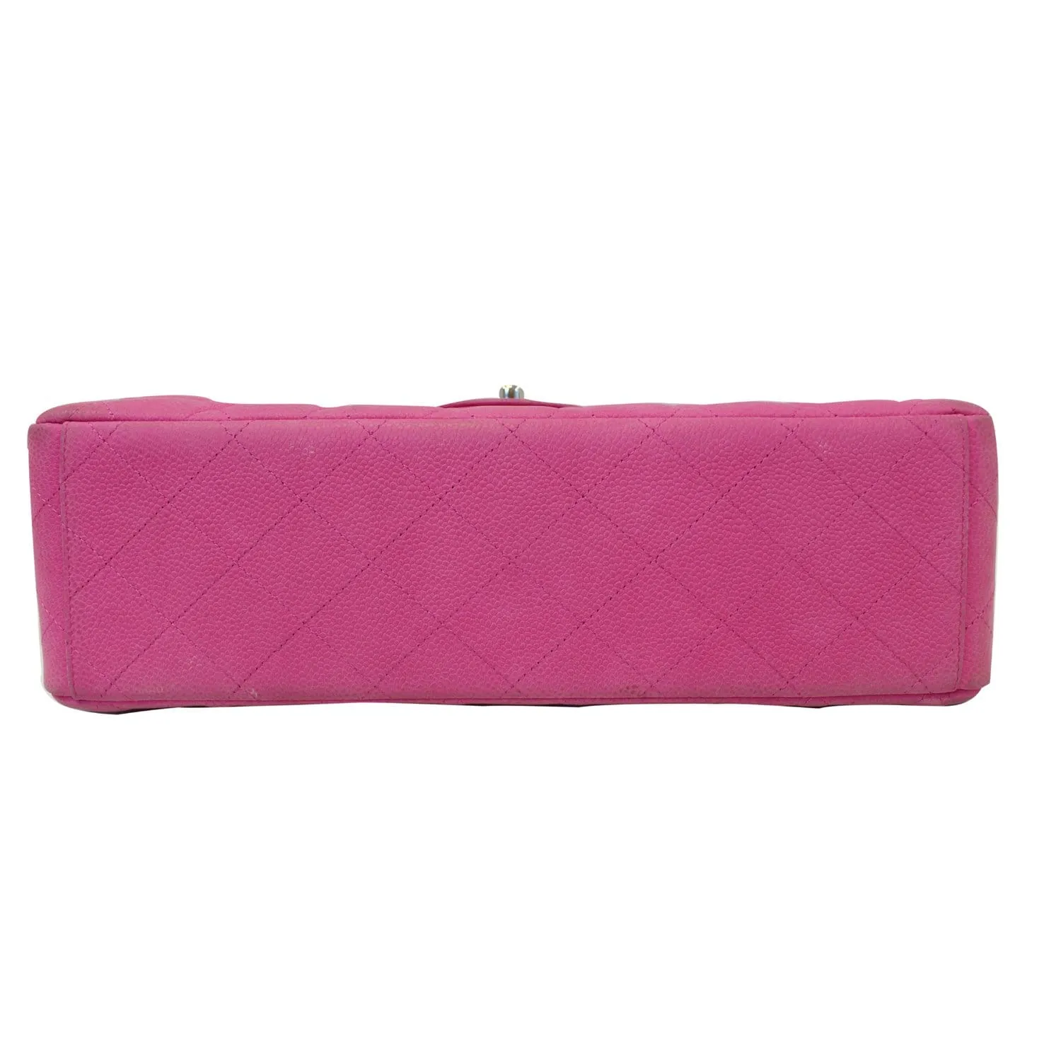 CHANEL Maxi Double Flap Caviar Leather Shoulder Bag Pink