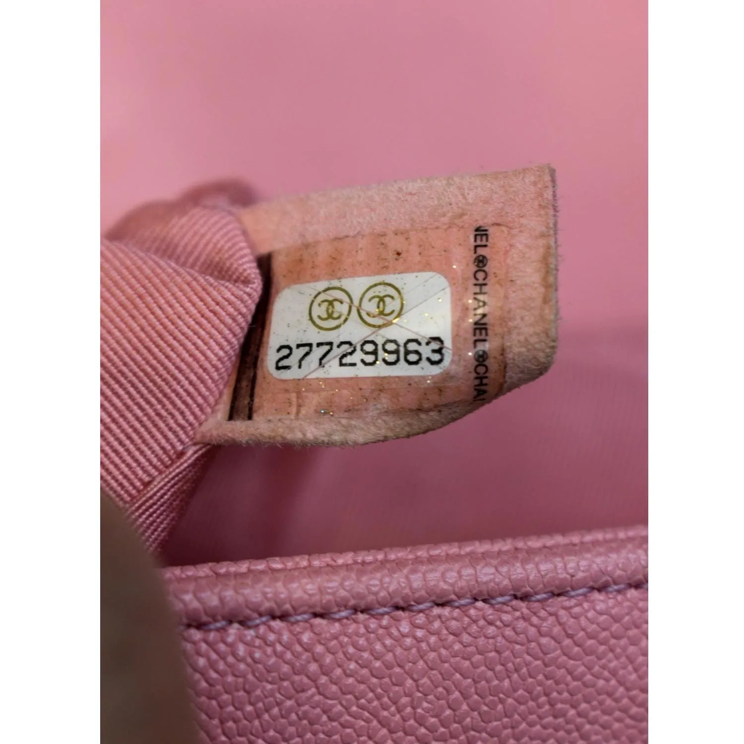 CHANEL Medium Boy Flap Caviar Leather Crossbody Bag Pink