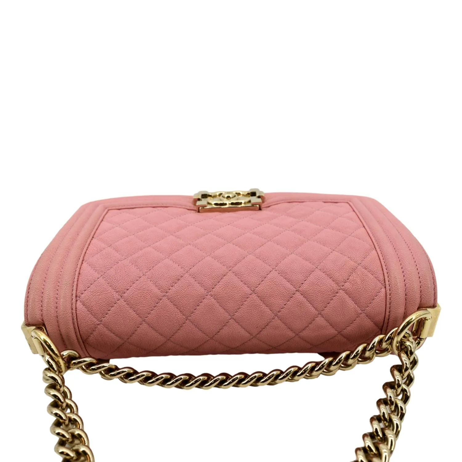 CHANEL Medium Boy Flap Caviar Leather Crossbody Bag Pink
