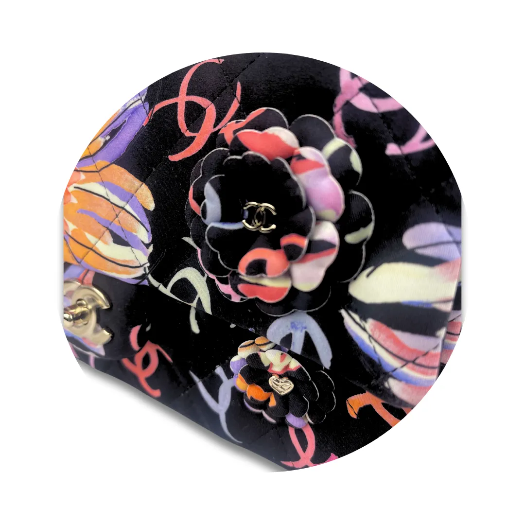 Chanel Quilted Floral Fabric Single Flap