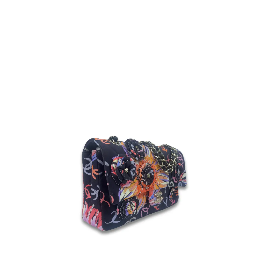 Chanel Quilted Floral Fabric Single Flap