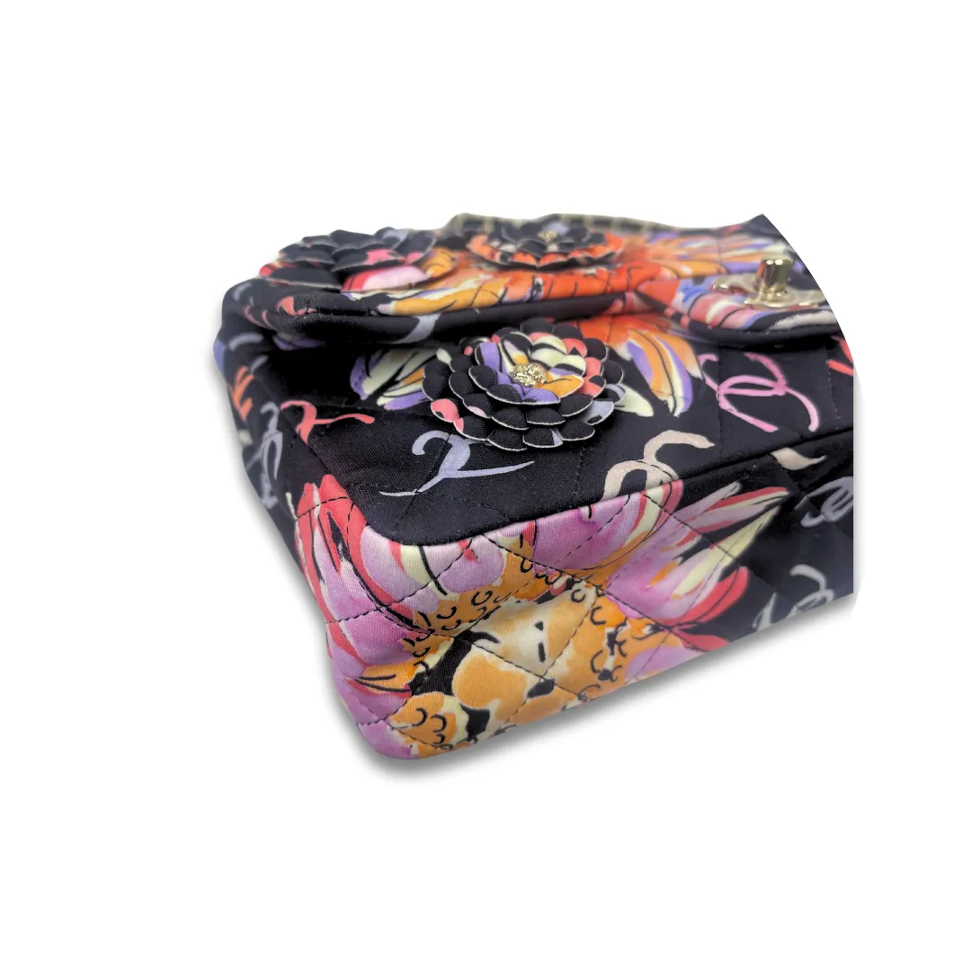 Chanel Quilted Floral Fabric Single Flap