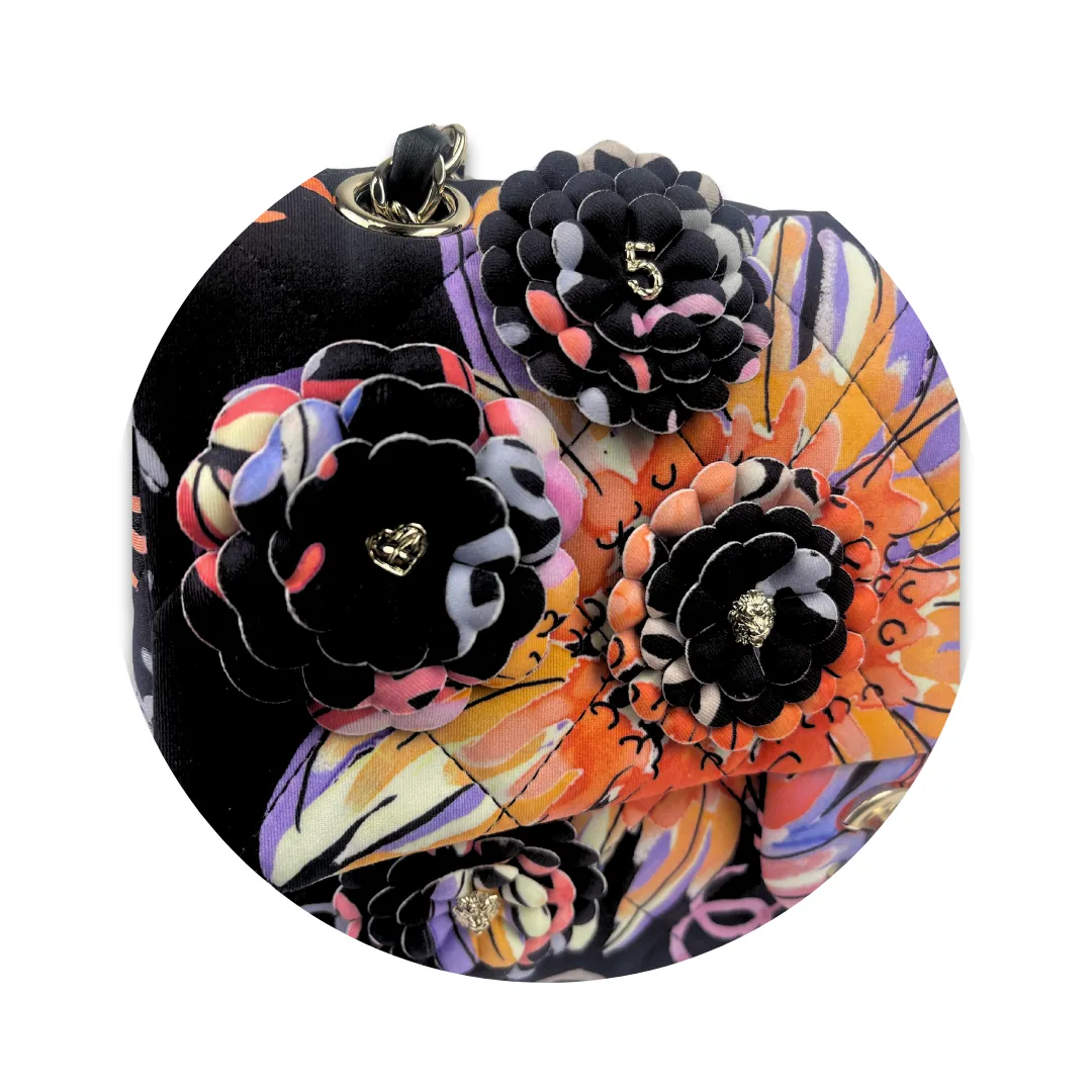 Chanel Quilted Floral Fabric Single Flap