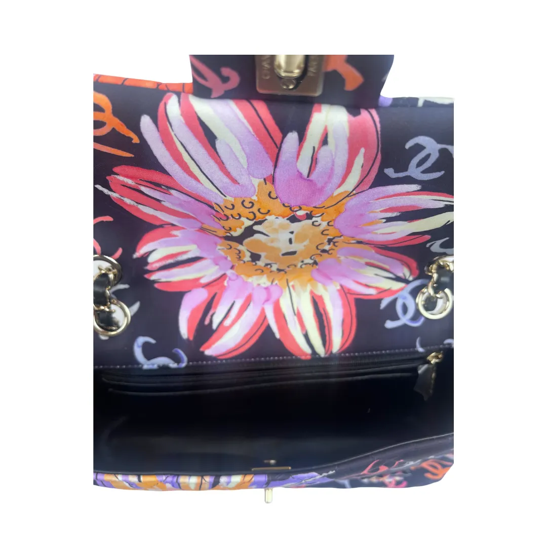 Chanel Quilted Floral Fabric Single Flap