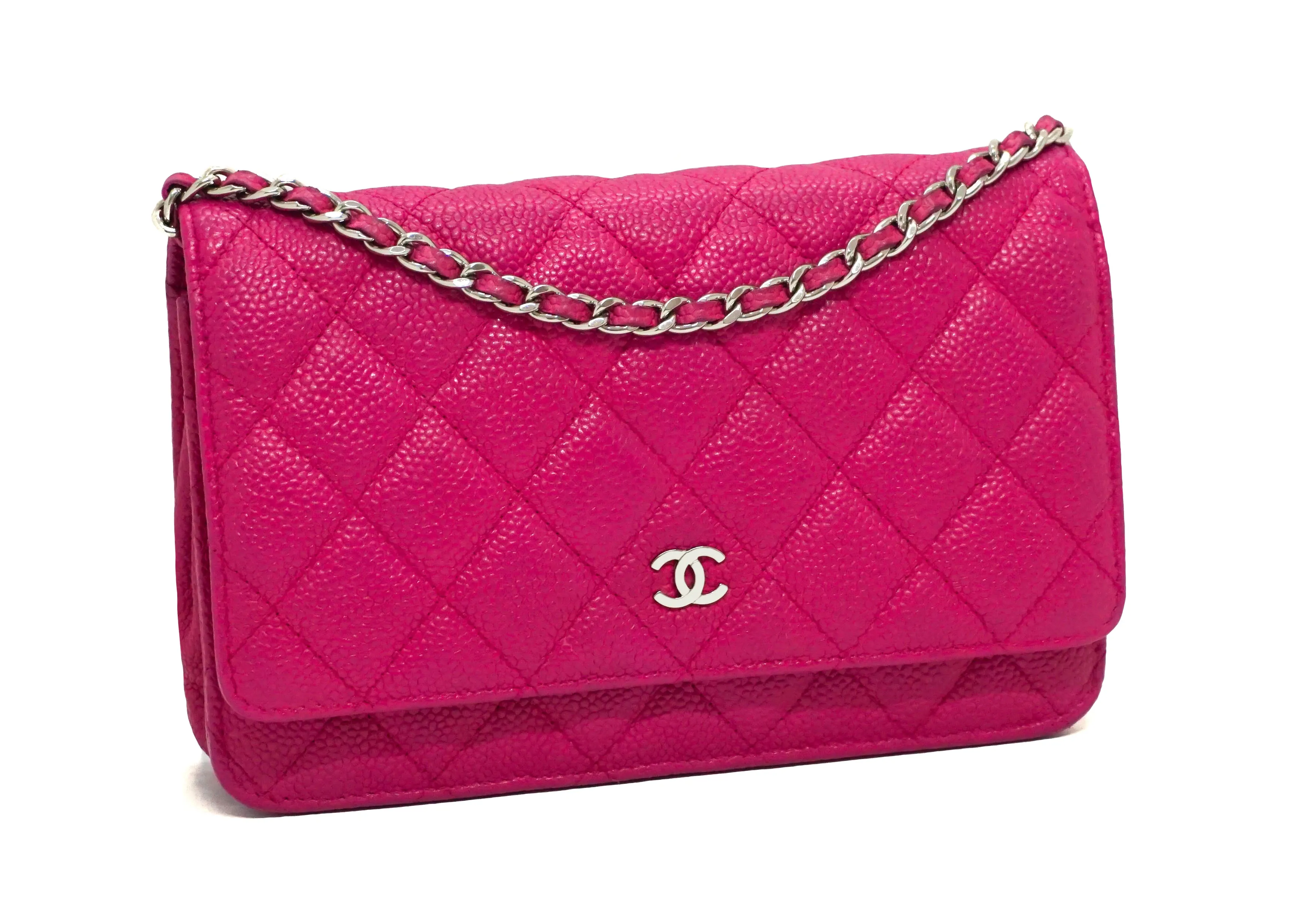 Chanel Rare Hot Pink Caviar Wallet on Chain (WOC)
