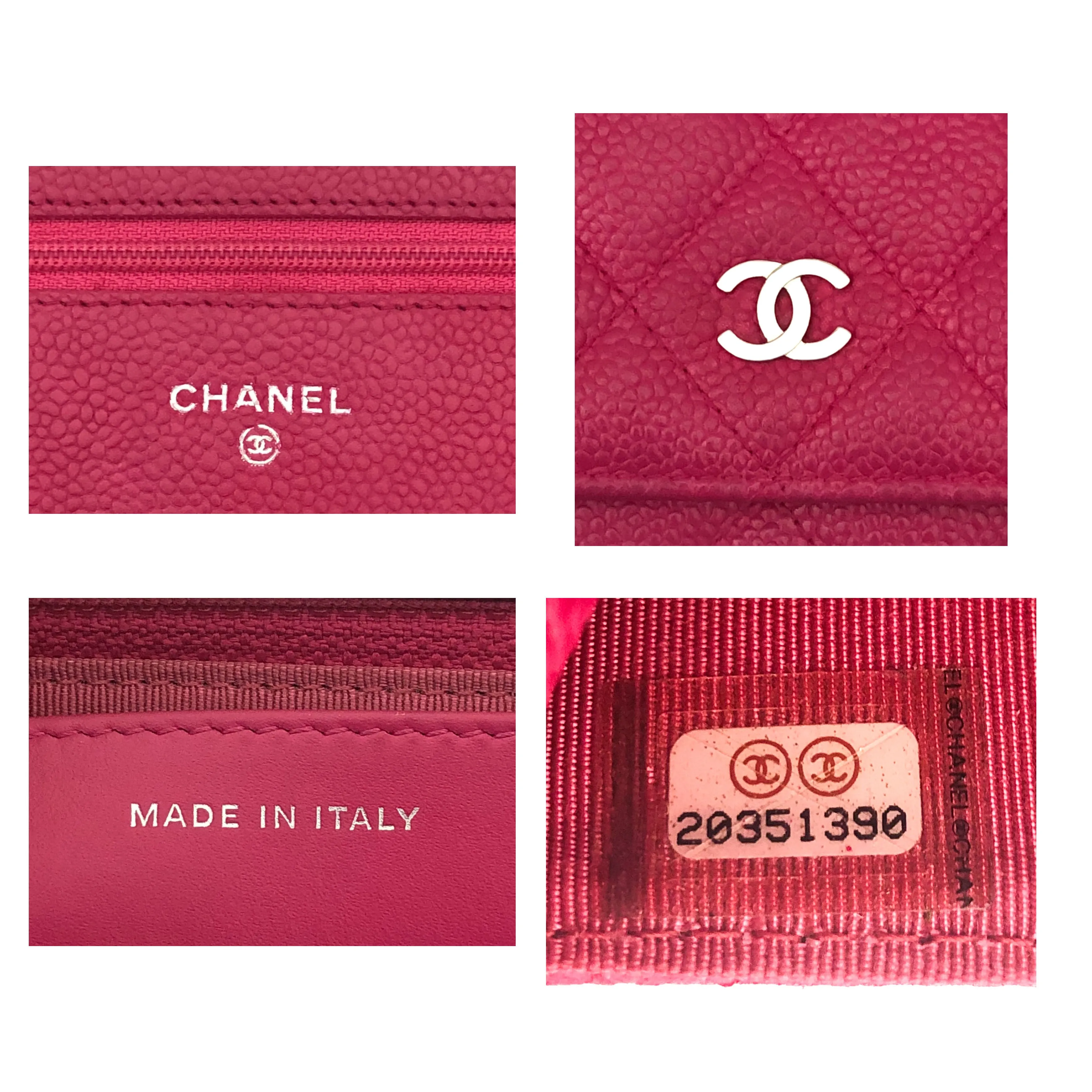 Chanel Rare Hot Pink Caviar Wallet on Chain (WOC)