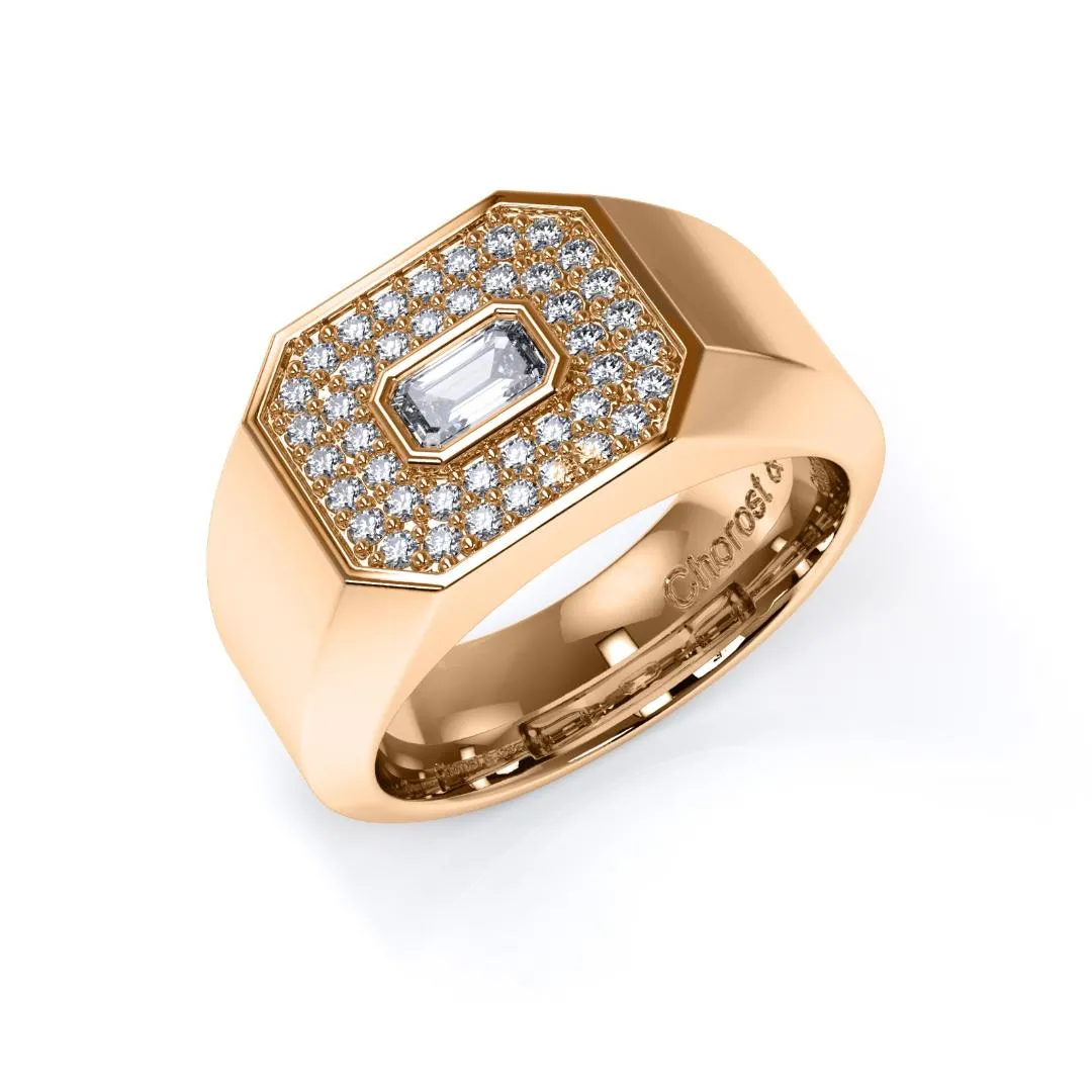Chorost & Co. Private Collection 14K Rose Gold 0.75ct Diamond Men's Emerald Cut Ring