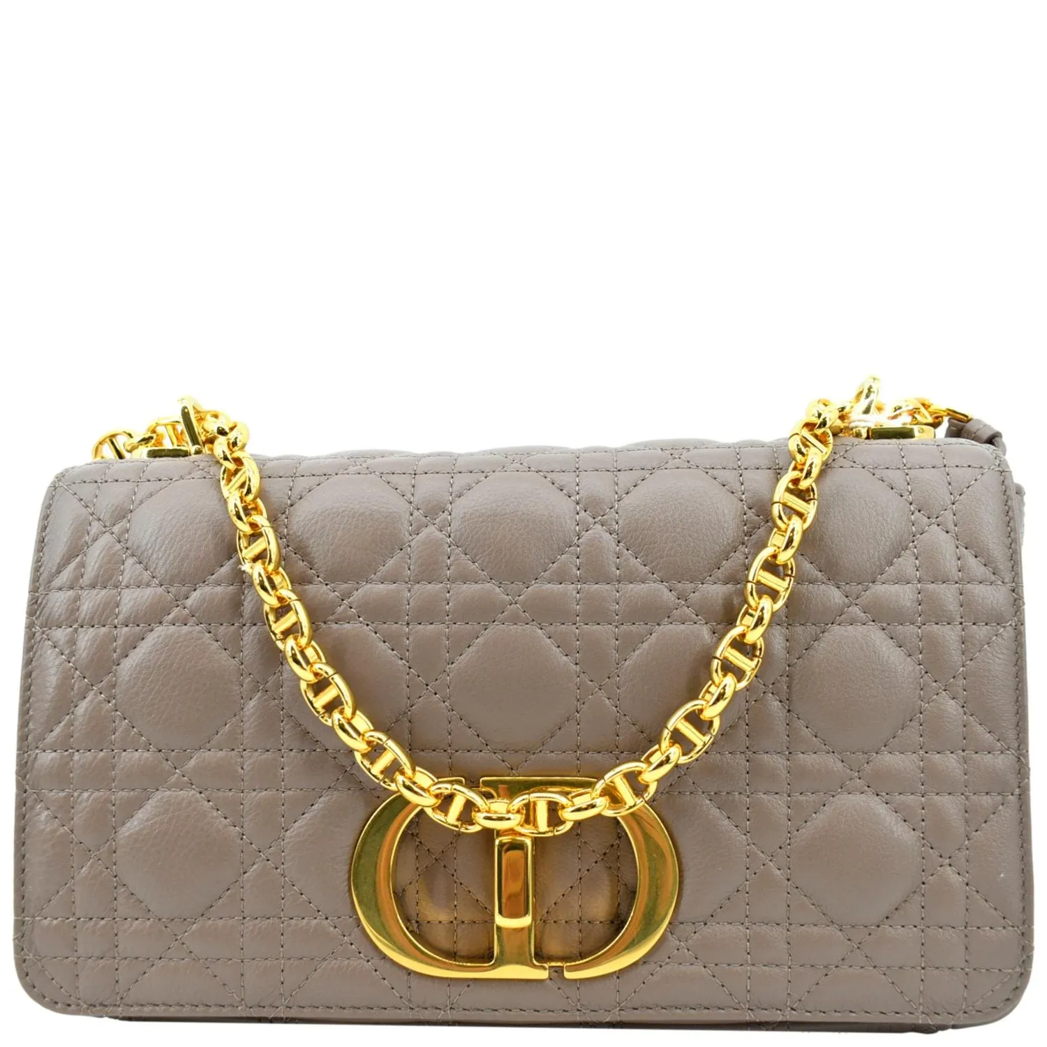 CHRISTIAN DIOR Caro Iridescent Leather Shoulder Bag Metallic Pink